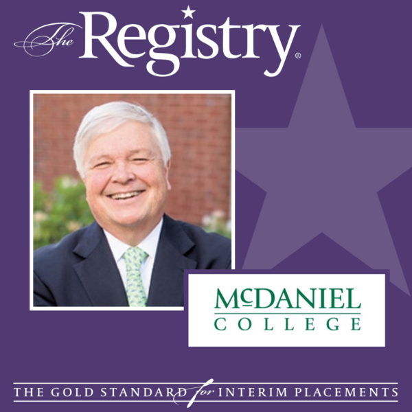 Best wishes to Registry Member William Torrey on his recent placement as Interim Vice President for Development at McDaniel College.