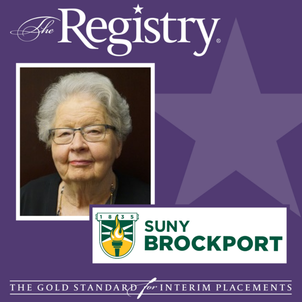 Congratulations to Registry Member Linda Delene on her placement at SUNY Brockport as Interim Provost.