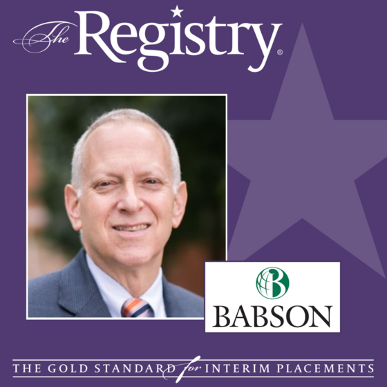 The Registry is pleased to announce the placement of Registry Member Bob Wittstein, Interim Chief Information Officer at Babson College.