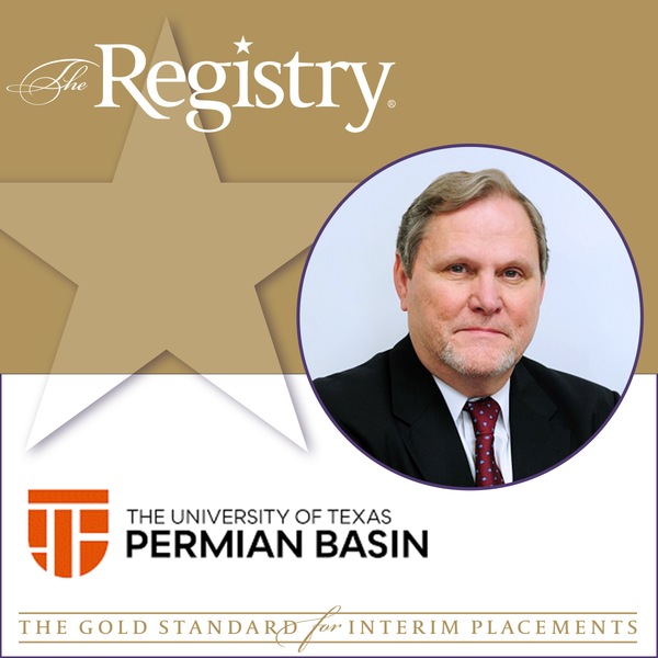 Best wishes to Registry Member Jim Hunt as he continues his role as Interim Associate Provost for Academic Affairs at The University of Texas Permian Basin.