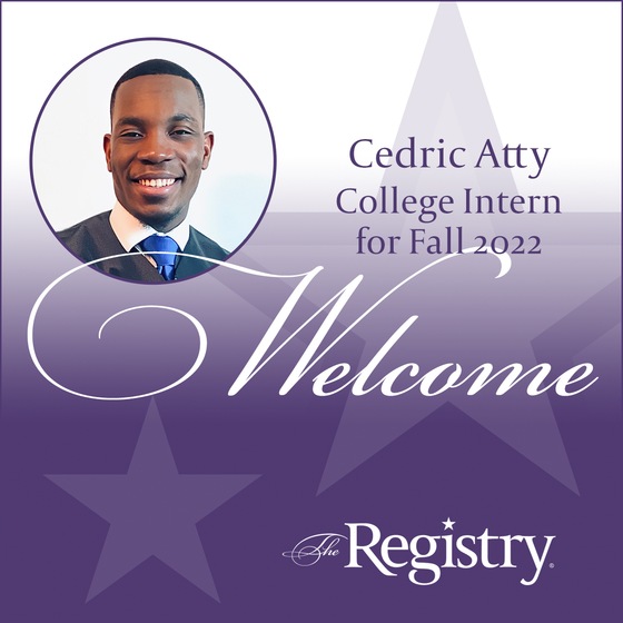 The Registry welcomes Cedric Atty who will be taking on the role of our College Intern for the Fall of 2022.
