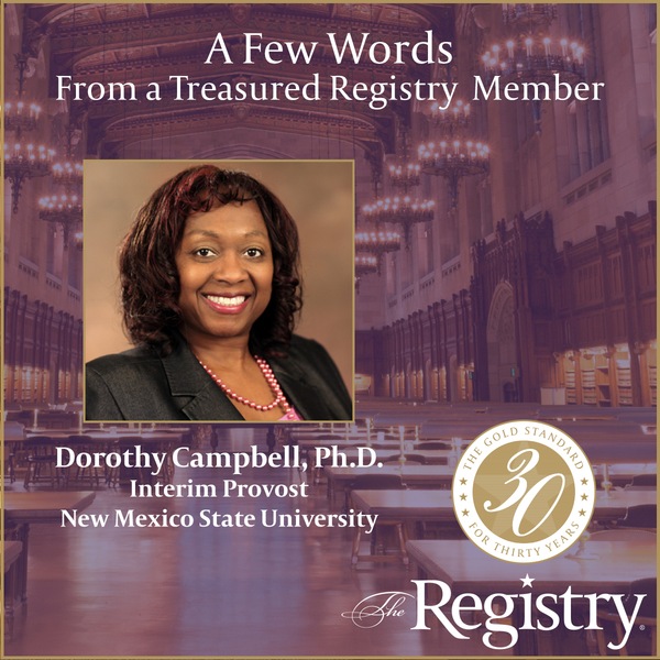 What a lovely reflection on what it means to be a Registry Member from Dorothy Campbell, Ph.D., who is a member herself!