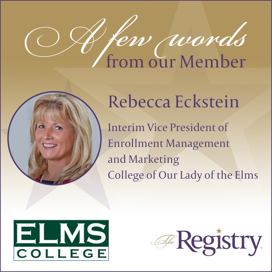 Thank you to Member Rebecca Eckstein for sharing her experience working with The Registry. It's an honor to have supported her in her journey to become Interim Vice President of Enrollment Management and Marketing at the College of Our Lady of the Elms.