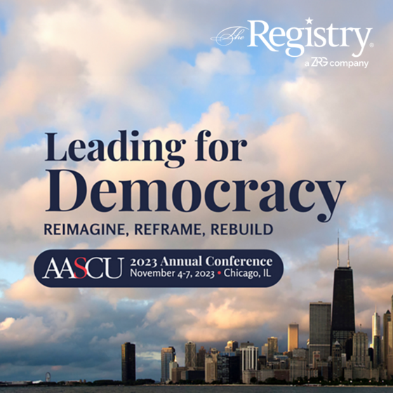 Today is the start of the AASCU Annual Conference in Chicago! Kevin Matthews, The Registry’s Chief Executive Officer and Karen Whitney, Ph.D., Registry Senior Consultant, are excited to meet you to talk about the challenges facing higher education and how