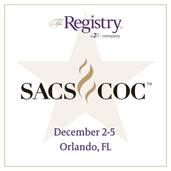 The SACSCOC Annual Meeting begins tomorrow in Orlando, FL.