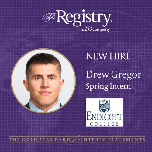 We are delighted to announce that Drew Gregor will be rejoining The Registry as our Membership Intern for his final semester in the MBA program at Endicott College.