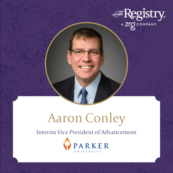 Best of luck to Registry Member Aaron Conley as he steps into the role of Interim Vice President of Advancement at Parker University.