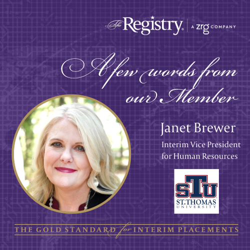 Many thanks to Registry Member Janet Brewer for sharing kind words about working with The Registry.
