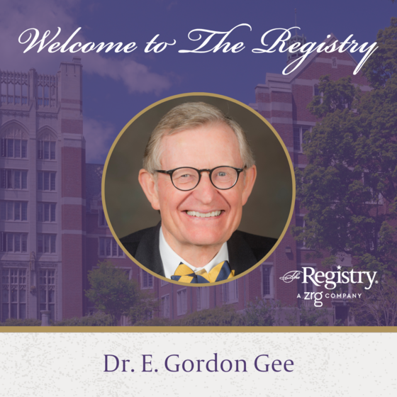We are delighted to welcome Dr. E. Gordon Gee as a new Member of The Registry.